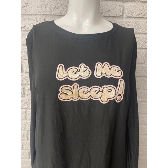 Just Be ‘Let Me Sleep’ Black & Pink Women Pajamas 2 Pcs Set Size L - Picture 5 of 8